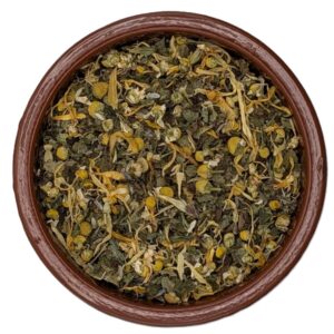 HUNNIC Naturkraft Stillergold Tee – sanfter Kräutertee mit Melisse, Kamille, Lavendel und Ringelblume, handgemacht für Ruhe und Entspannung.