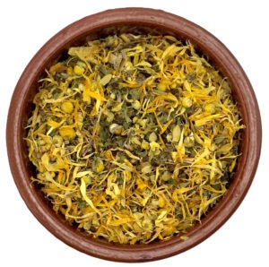 HUNNIC Naturkraft Stillergold Tee – sanfter Kräutertee mit Melisse, Kamille, Lavendel und Ringelblume, handgemacht für Ruhe und Entspannung.