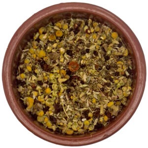 Winterkind-Tee von HUNNIC Naturkraft – milde Kinder-Kräutermischung aus Kamille, Fenchel, Thymian, Nane, Hagebutte und Holunderbeeren, handverlesen und naturbelassen.